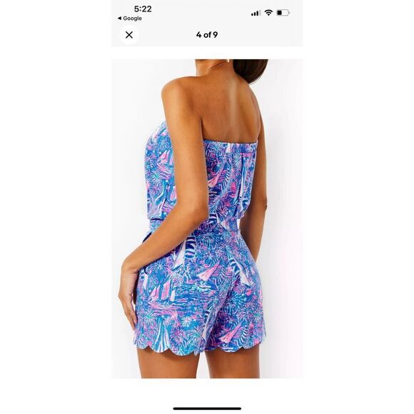 Lilly Pulitzer Jace Boca Blue It’s A Sailabration Sail Boat Romper Terry Short X - Picture 2 of 6
